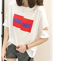 womens casualdaily simple t shirt letter round neck short sleeve cotto ...