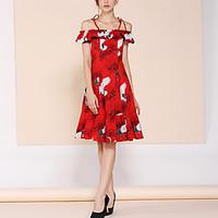 womens beach holiday sexy vintage street chic loose dress print round  ...