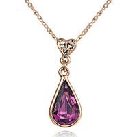 womens pendant necklaces crystal alloy heart drop heart purple red gre ...