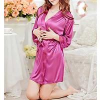 women robes ultra sexy nightwear retro solid satin black white pink pu ...