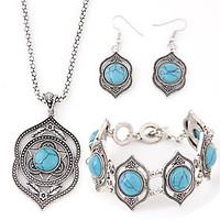 womens new european fashion unique imitation turquoise necklace earrin ...