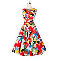 womens casualdaily holiday vintage a line sheath dress print boat neck ...