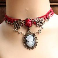 Women\'s Choker Necklaces Pendant Necklaces Tattoo Choker Gothic Jewelry Lace Tattoo Style Fashion Red JewelryWedding Party Halloween