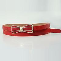 Women Leather Bow Simple Skinny Belt, Vintage / Cute / Party / Casual Alloy