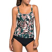 Womens Halter Two Pieces Camouflage Tankini Swimwear(S-5XL)