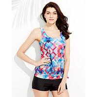 Womens Plus Size Two Pieces Geomatric Sports Tankini Swimwear(L-3XL)