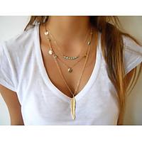 Women\'s Layered Necklaces Turquoise Feather Fashion Gold Silver Jewelry Special Occasion Birthday Gift