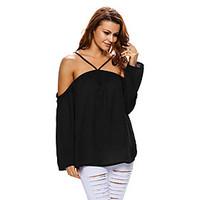 Women\'s Off The Shoulder Long Sleeve Off Shoulder Halter Top