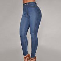 womens medium wash denim high waist skinny jeans