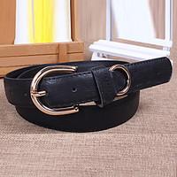 Women Leather Solid Wide Belt, Vintage / Cute / Party / Casual Alloy