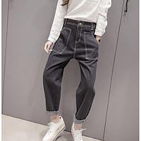 womens mid rise micro elastic jeans pants street chic loose solid