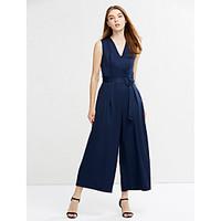 womens wide leg wide leg thin jumpsuits going out street chic solid v  ...