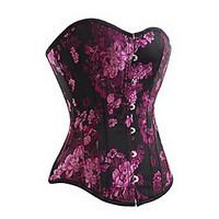 women overbust corset nightwear push up retro floral medium cotton pur ...