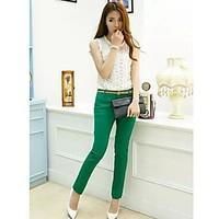 womens mid rise micro elastic jeans pants skinny solid