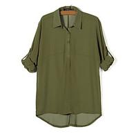 womens casualdaily street chic all seasons blouse solid shirt collar l ...