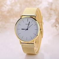 Women/Men White Case Steel Golden / Silver Band Watch Jewelry