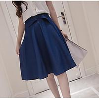 womens high rise casualdaily midi skirts a line solid spring summer