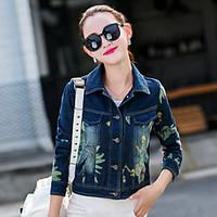 womens sports simple spring denim jacket solid stand long sleeve short ...