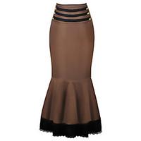 Women\'s Ruffle Shaperdiva Brown Gothic Thin Bodycon Steampunk Corset Skirts