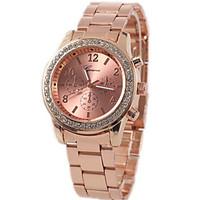 Women\'s Fashion Watch Simulated Diamond Watch Quartz Rose Gold Plated Alloy Band Casual Silver Rose Gold
