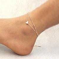 woman silver alloy heart lobster clasp anklet