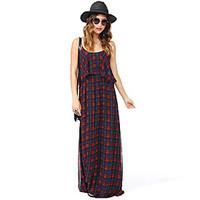 Women\'s Beach Party Holiday Vintage Street chic Sophisticated Sheath DressStriped U Neck Maxi Sleeveless Cotton Summer High Rise