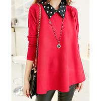 Women\'s Casual/Daily Simple Spring Shirt, Solid Shirt Collar Long Sleeve Rayon Medium