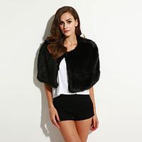 womens going out partycocktail sexy simple chinoiserie fur coat solid  ...