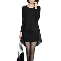 womens casualdaily simple bodycon dress solid round neck asymmetrical  ...