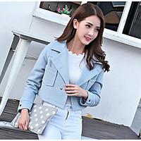 womens daily sweet winter coat solid peaked lapel long sleeve short co ...