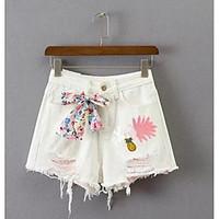 womens high waist inelastic shorts pants simple relaxed print