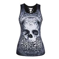 Women\'s Casual/Daily Beach Holiday Sexy Simple Summer Tank Top, Print U Neck Sleeveless Polyester Sheer