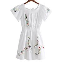womens daily sheath dress floral round neck above knee short sleeve co ...