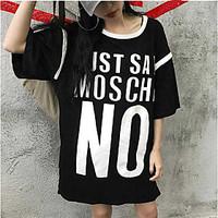 womens going out sexy t shirt letter round neck length sleeve cotton