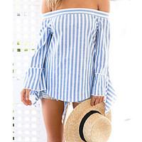 womens going out casualdaily sexy t shirt striped boat neck long sleev ...