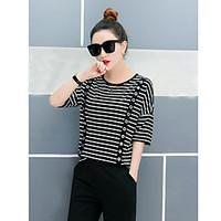 womens casualdaily simple summer t shirt pant suits striped round neck ...