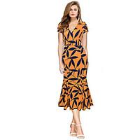 womens casualdaily formal simple sheath dress print v neck midi knee l ...