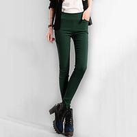 womens solid bodycon thin blue red white black green long skinny pants ...