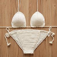 womens crochet bandeau tankinis solid wirelesspadded bras polyester wh ...