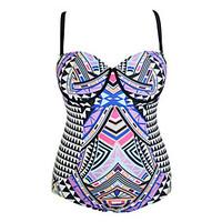 Women\'s Boho 1pc Purplish Tribal Print Plus Size Swimsuit