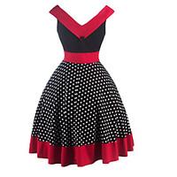 womens fashion elegant polka dot vintage style swing rockabilly party  ...