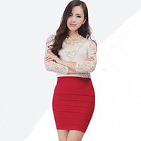 Women\'s All Match Fashion Pure Color OL Bodycon Skirts