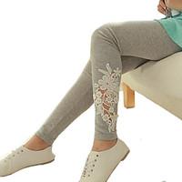 Women\'s Lace Black/Gray Skinny Hollow Flower Lace Leggings