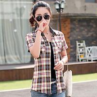 womens casualdaily simple summer shirt color block shirt collar short  ...