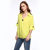 womens plus size street chic summer blouse solid v neck length sleeve  ...