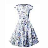 womens casualdaily street chic sheath dressfloral round neck knee leng ...