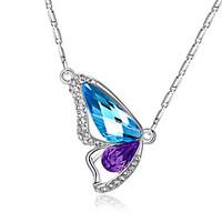 Women\'s Pendant Necklaces Crystal Animal Shape Wings / Feather Butterfly Crystal Rhinestone Fashion ElegantPurple Pink Light Blue Light