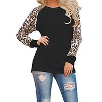 Women\'s Plus Size Going out Casual/Daily Simple Street chic Fashion Loose Spring Fall T-shirtLeopard Round Neck Long Sleeve Medium