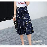 womens casualdaily midi skirts swing print summer