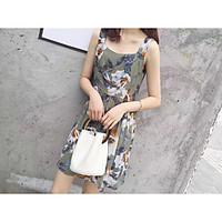 womens daily bodycon dress floral print round neck midi 34 length slee ...